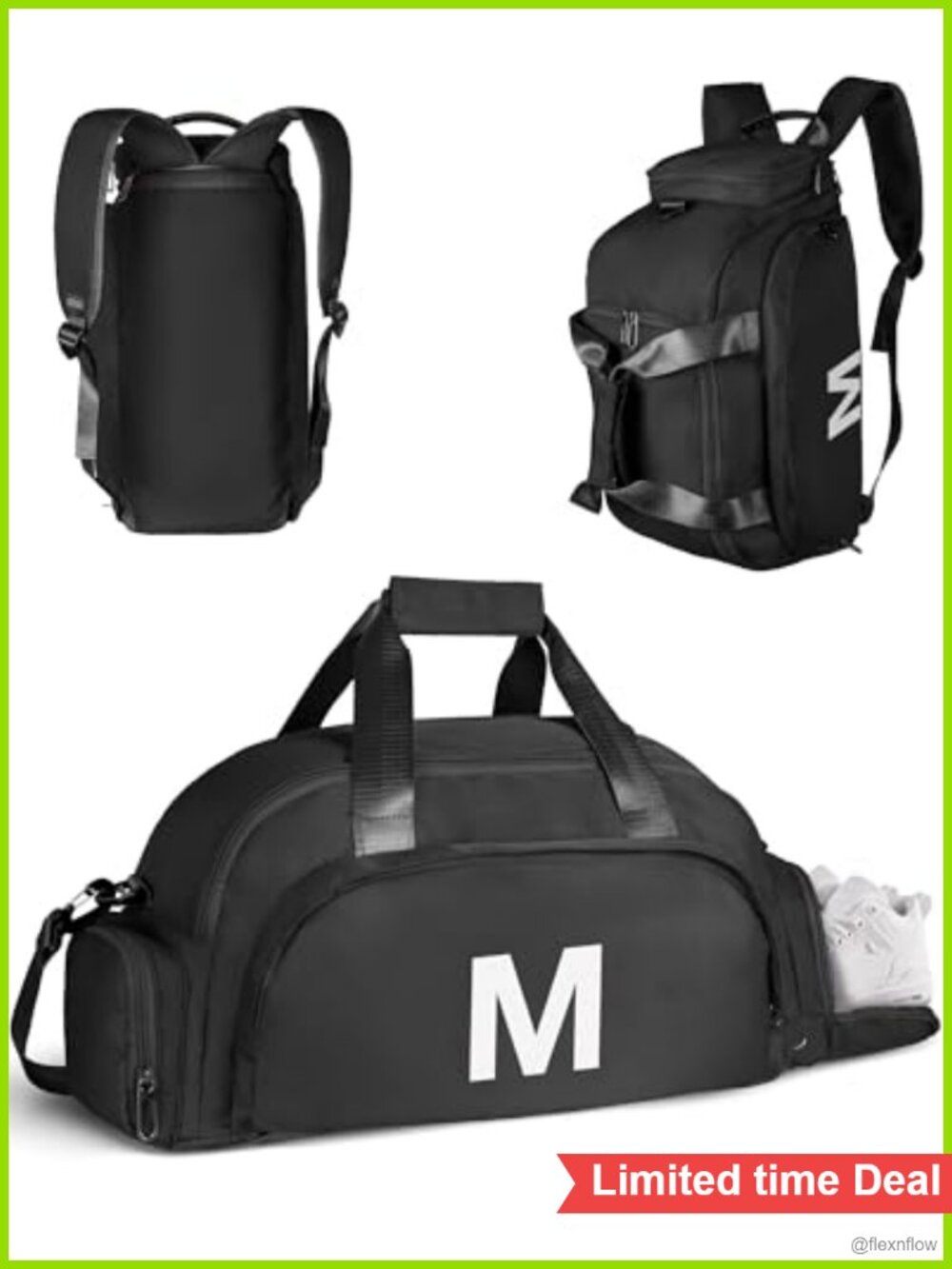 Initial Gym Bag with Shoe Compartment 22L Duffel